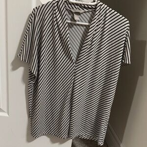 H&M Black and White Striped Blouse